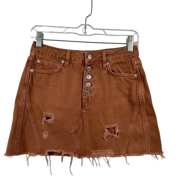 We The Free Burnt Orange/Rust‎ Distressed Jean Shirt Size 26 - Picture 1 of 5